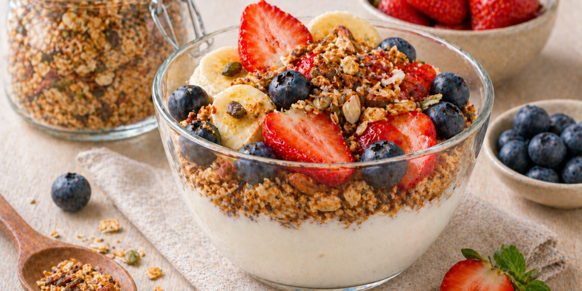🥣 Iogurte Natural Caseiro com Granola Fitness: Receita Saudável, Econômica e Deliciosa