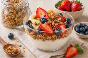 🥣 Iogurte Natural Caseiro com Granola Fitness: Receita Saudável, Econômica e Deliciosa