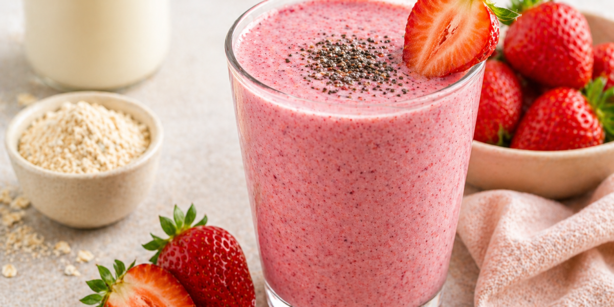 🍓 Smoothie Proteico de Morango com Whey: Receita Fitness Cremosa e Pós-Treino