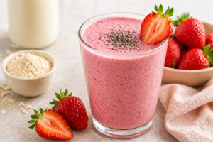🍓 Smoothie Proteico de Morango com Whey: Receita Fitness Cremosa e Pós-Treino