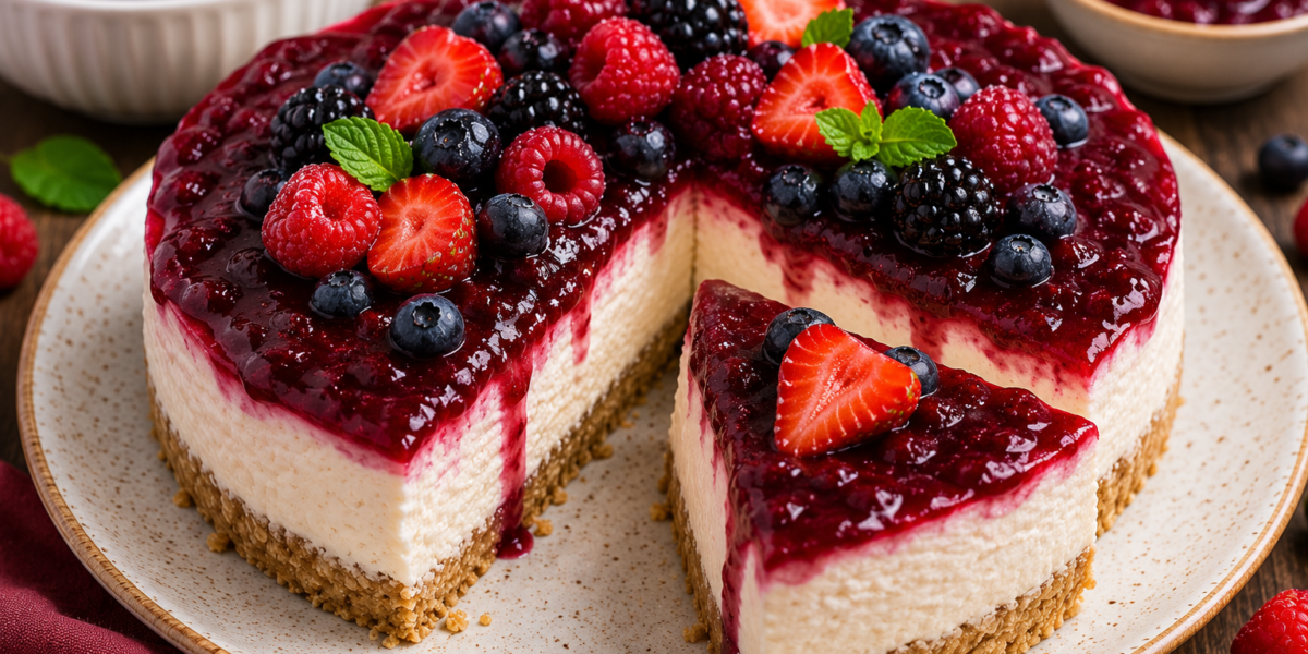 🍓 Cheesecake Fit de Frutas Vermelhas Sem Açúcar: Sobremesa Saudável, Cremosa e Irresistível