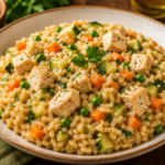 🥣 Risoto Fitness de Frango com Arroz Integral e Legumes: Receita Completa, Saudável e Rica em Nutrientes