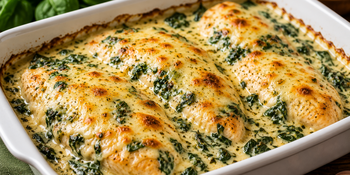 🍗 Frango ao Molho de Espinafre com Queijo Gratinado: Receita Low Carb Cremosa e Rica em Proteínas