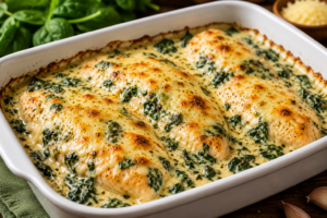 🍗 Frango ao Molho de Espinafre com Queijo Gratinado: Receita Low Carb Cremosa e Rica em Proteínas