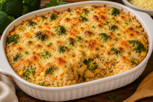 🍚 Arroz de Forno Fitness com Frango, Brócolis e Creme de Ricota