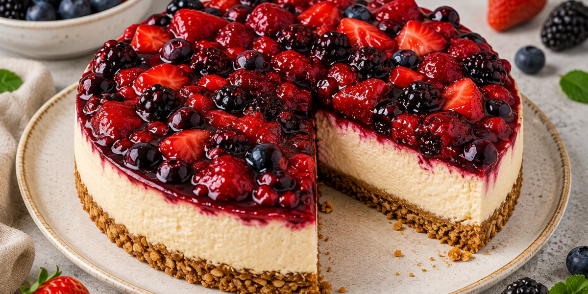 🍓 Cheesecake Fit de Frutas Vermelhas com Iogurte: Cremoso, Leve e Fácil de Fazer