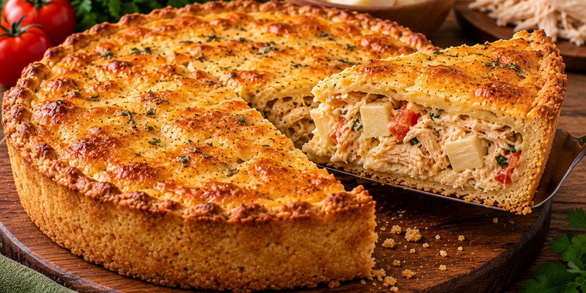 🥧 Empadão Low Carb de Frango com Palmito e Massa de Farinha de Amêndoas