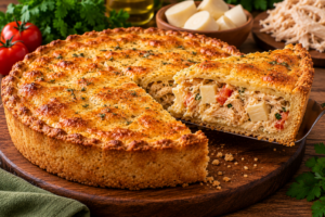 🥧 Empadão Low Carb de Frango com Palmito e Massa de Farinha de Amêndoas