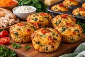 🧁 Muffin Salgado Proteico de Ovos, Frango e Cottage