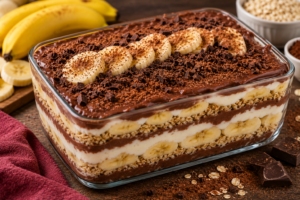 🍌 Pavê Fit de Banana, Cacau e Creme de Iogurte: Sobremesa Saudável e Sem Forno