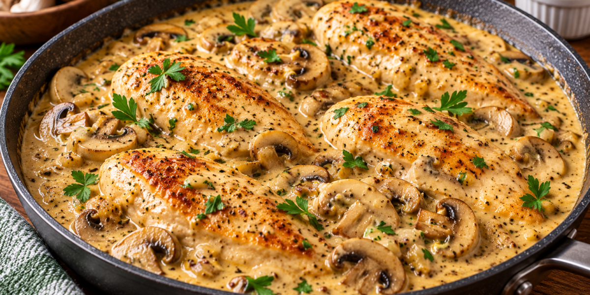 🍗 Frango Proteico ao Molho Cremoso de Mostarda com Cogumelos