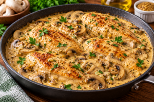🍗 Frango Proteico ao Molho Cremoso de Mostarda com Cogumelos